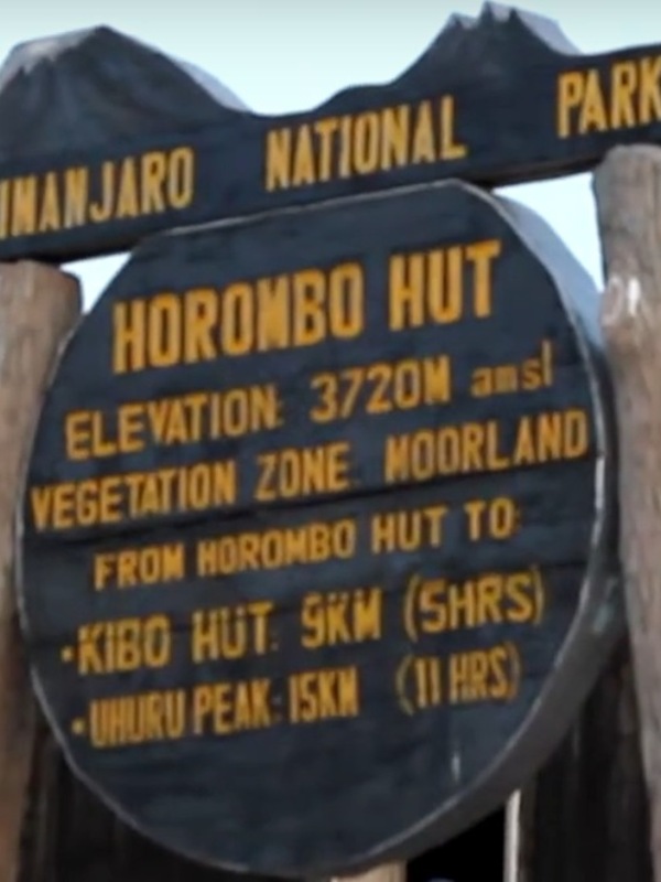 Horombo Hut camp sign